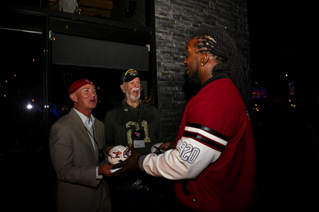 The Arizona Cardinals host a happy hour at Happiest Hour during the inaugural Cardinals Premier Travel trip to Dallas on Sunday, Nov. 2, 2025 in Dallas, TX.