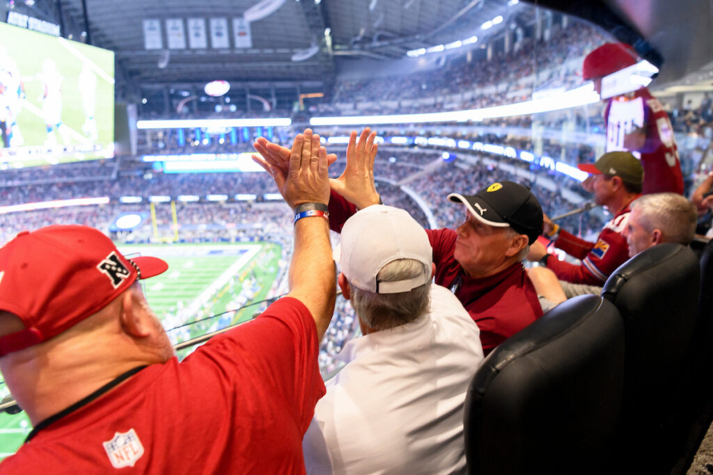 Fans from the inaugural Cardinals Premier Travel trip during the Week 9 regular season game between the Arizona Cardinals and the Dallas Cowboys at AT&T Stadium on Monday, Nov. 3, 2025 in Arlington, TX.