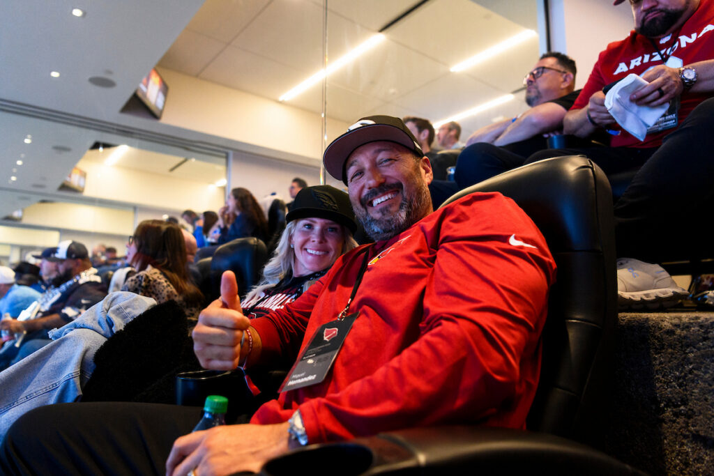 Fans from the inaugural Cardinals Premier Travel trip during the Week 9 regular season game between the Arizona Cardinals and the Dallas Cowboys at AT&T Stadium on Monday, Nov. 3, 2025 in Arlington, TX.