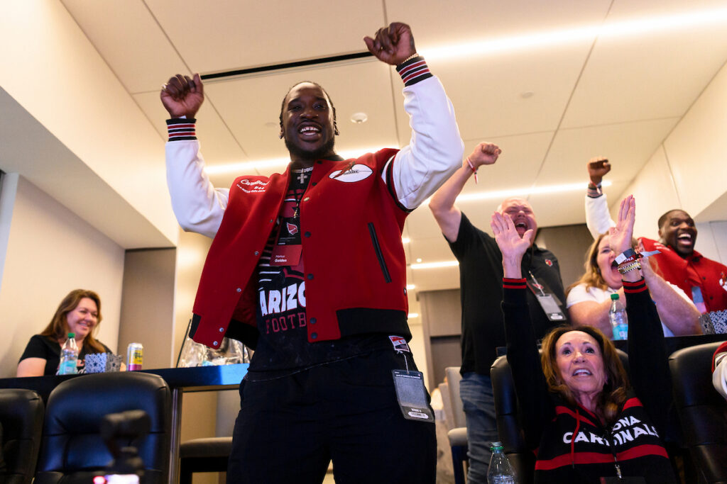 Fans from the inaugural Cardinals Premier Travel trip during the Week 9 regular season game between the Arizona Cardinals and the Dallas Cowboys at AT&T Stadium on Monday, Nov. 3, 2025 in Arlington, TX.