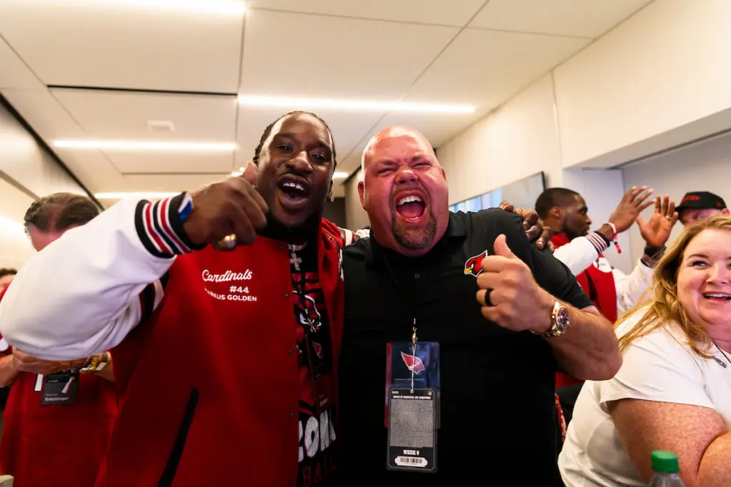 Fans from the inaugural Cardinals Premier Travel trip during the Week 9 regular season game between the Arizona Cardinals and the Dallas Cowboys at AT&T Stadium on Monday, Nov. 3, 2025 in Arlington, TX.